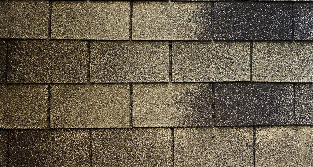 close up of three tab shingles