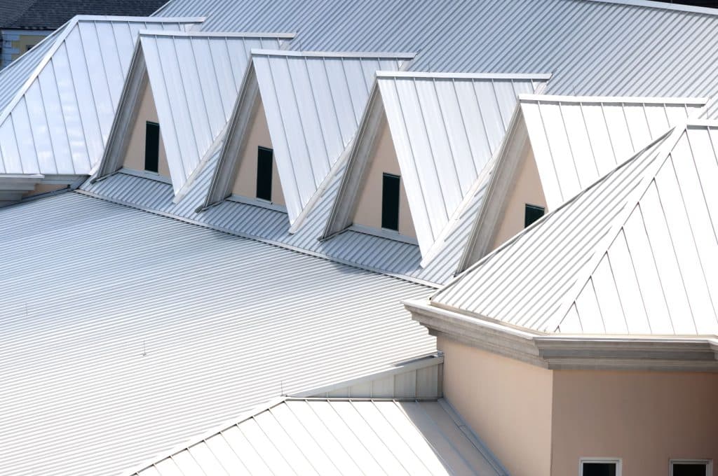 peaked metal roof