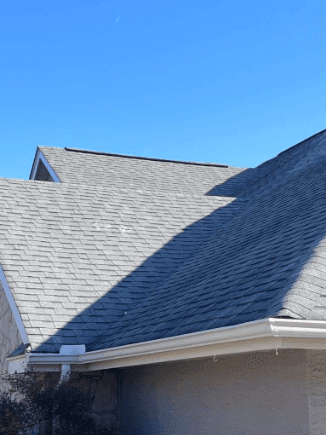 Completed shingle roof replacement on a home in Spring Branch, TX