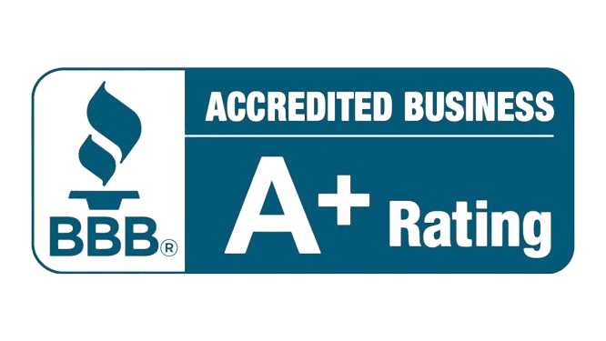 BBB A+ Rating logo recognizing Rhino Roofers as a trusted and accredited roofing company in San Antonio and Austin, Texas