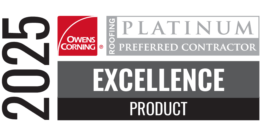 Owens Corning Platinum Preferred Contractor Excellence in Product award logo