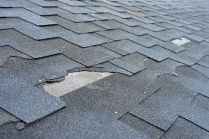 asphalt shingle roof with damage to the shingles