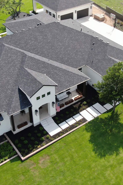 top view of a large shingle roof