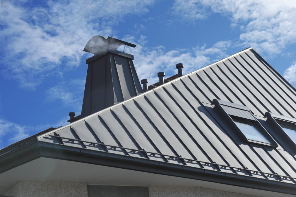 Pitched metal roof