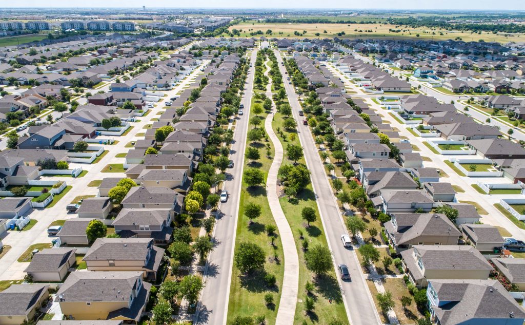 over view pflugerville residential neighborhood