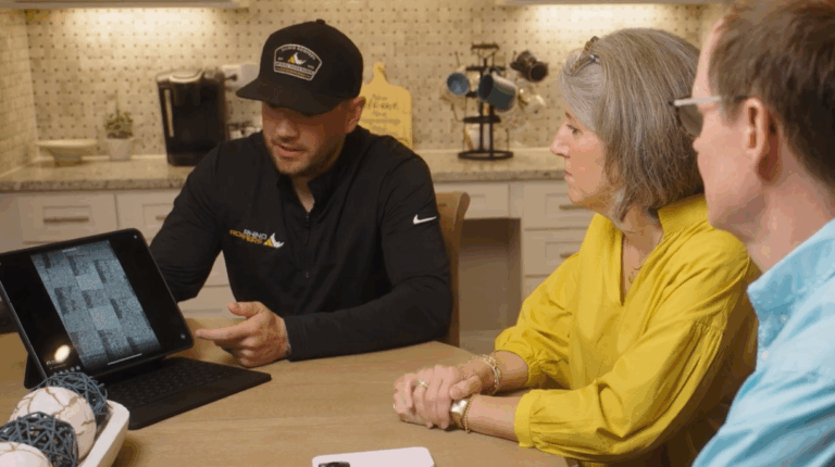 Presenting roofing material selections and findings to a homeowner
